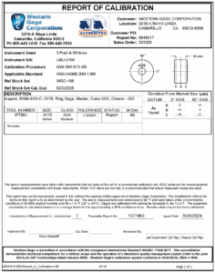 Western gage calibration report